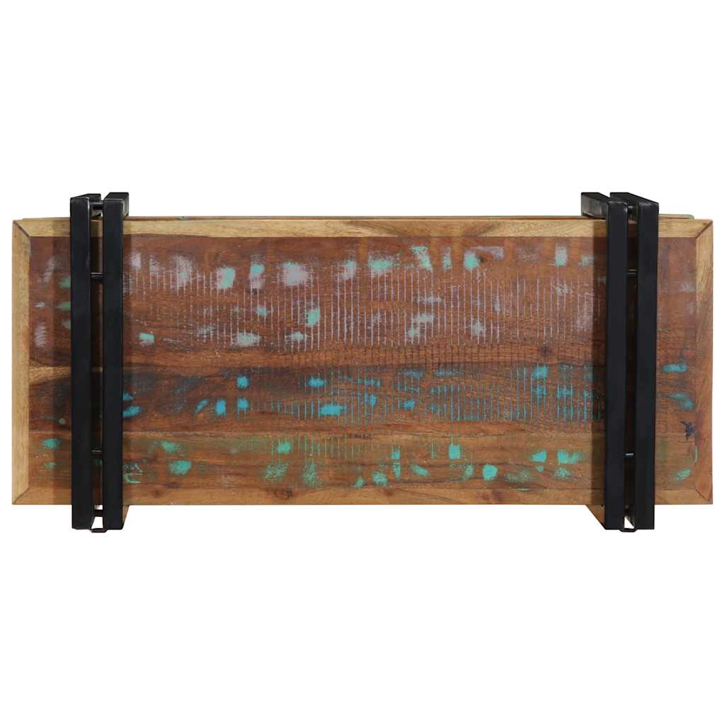 Wall shelf multicolored reclaimed wood solid wood