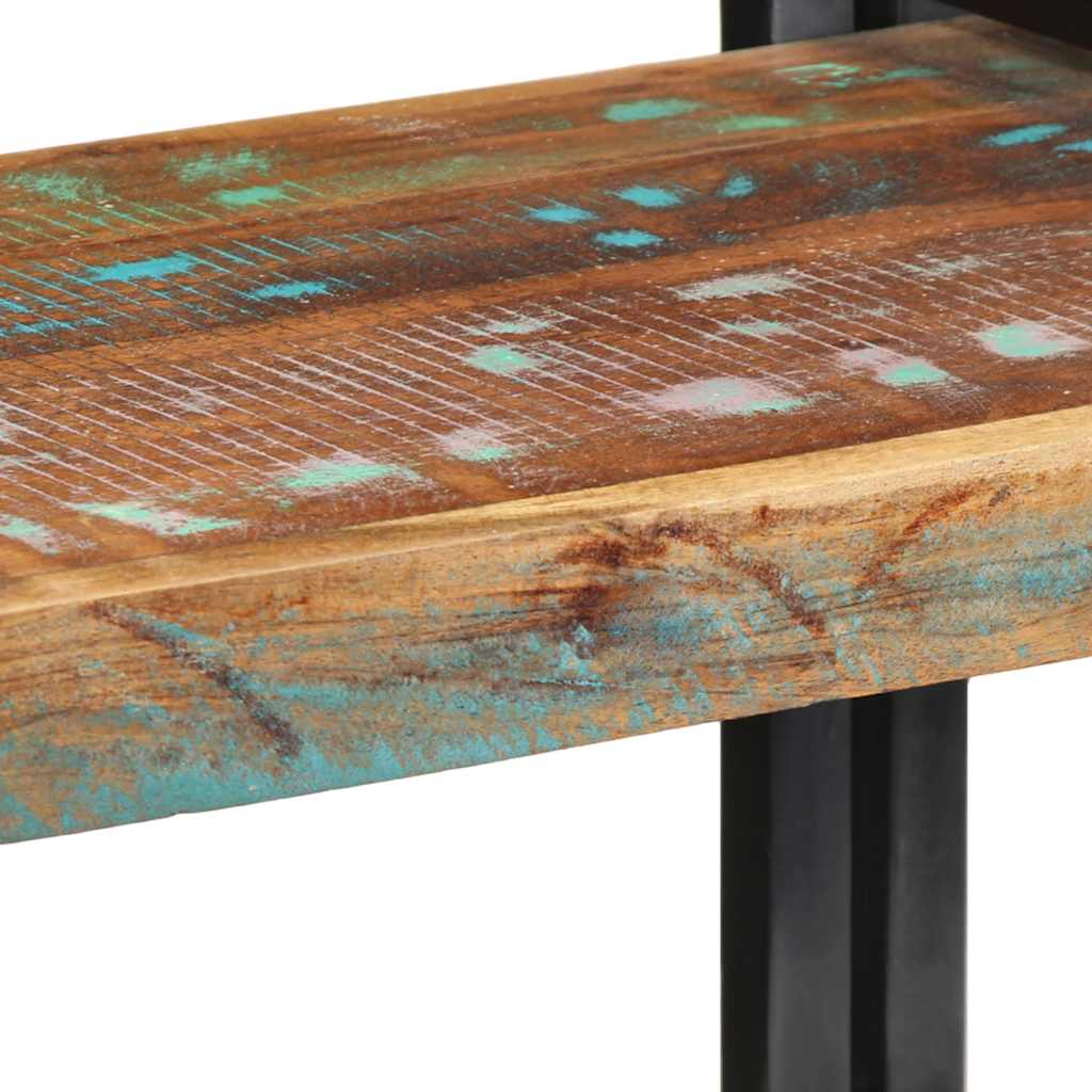 Wall shelf multicolored reclaimed wood solid wood