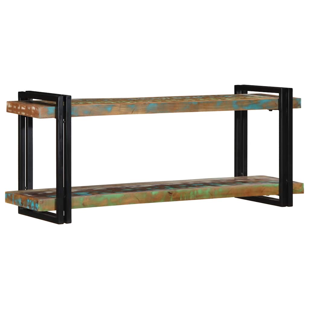 Wall shelf multicolored reclaimed wood solid wood