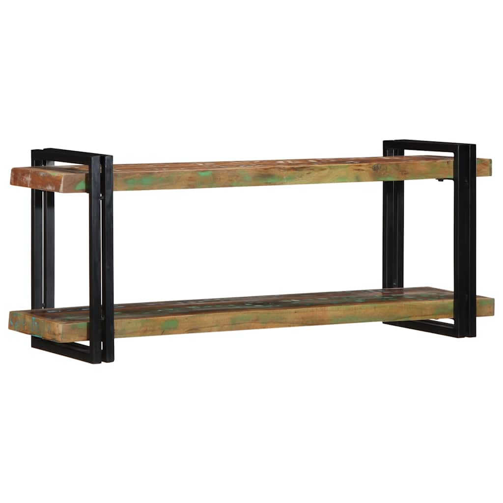 Wall shelf multicolored reclaimed wood solid wood