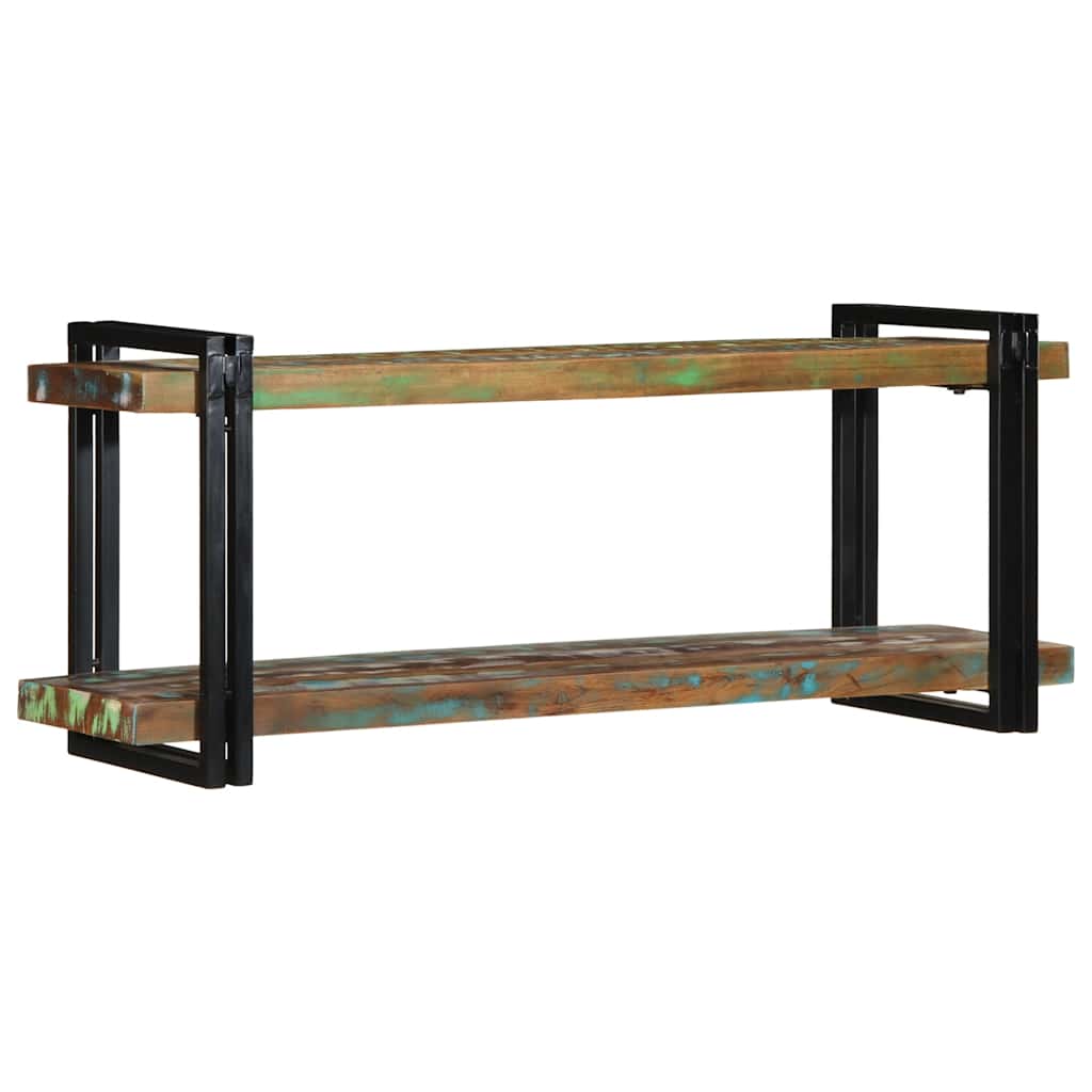 Wall shelf multicolored reclaimed wood solid wood