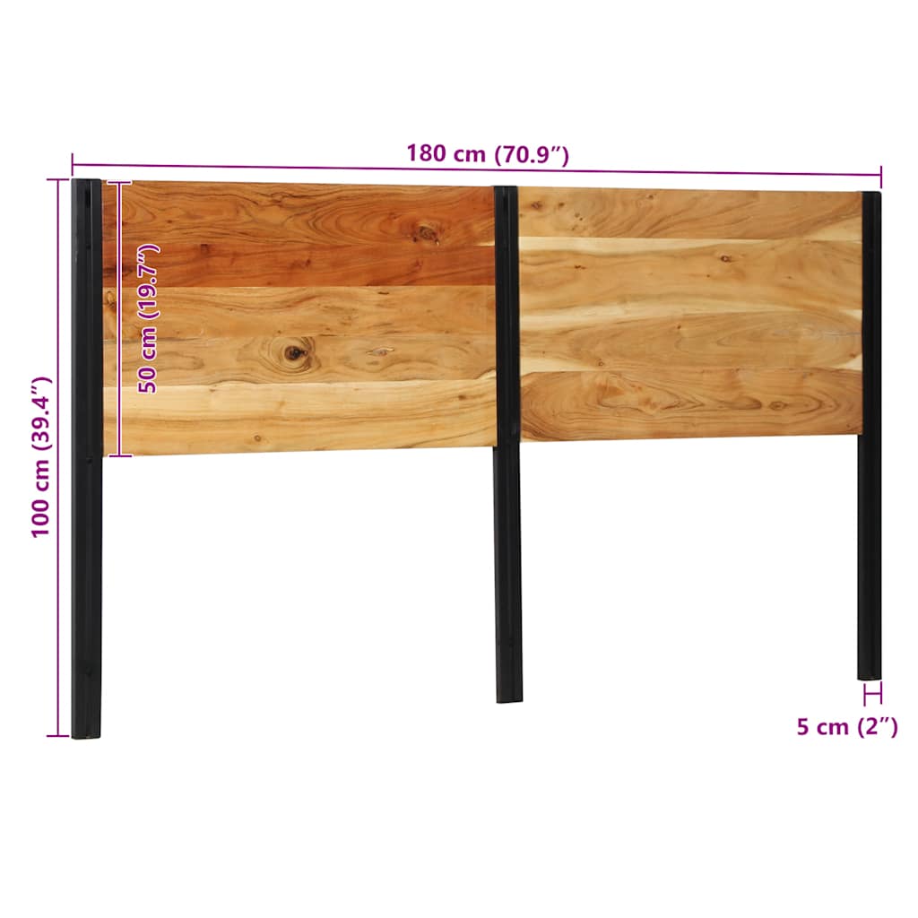 Kopfteil 180 cm Massivholz Akazie und Eisen