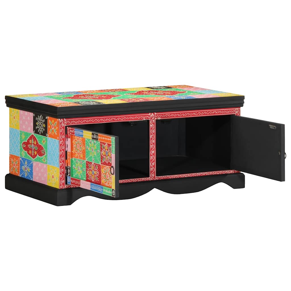 Table basse multicolore 90x50x40 cm en bois de manguier massif