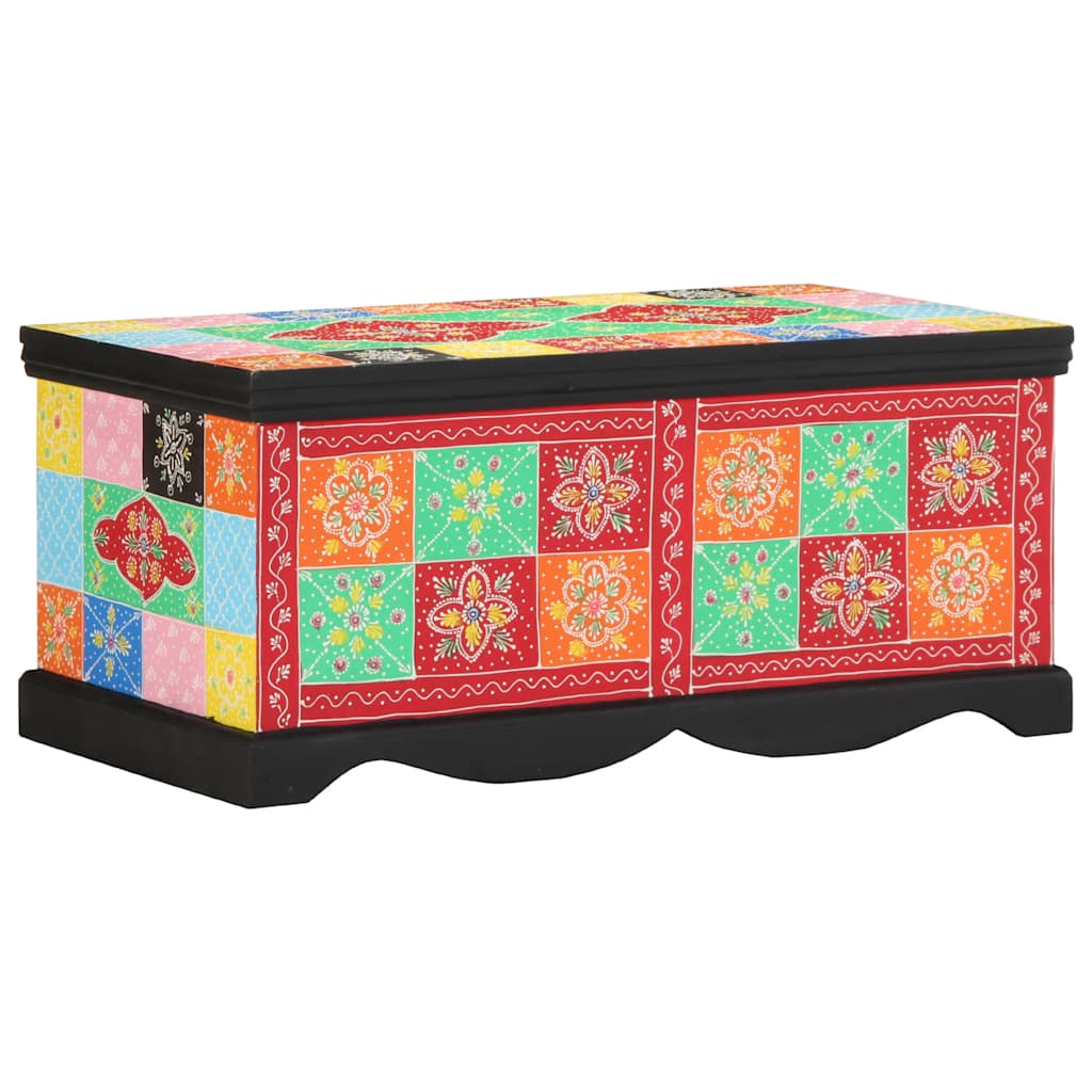 Table basse multicolore 90x50x40 cm en bois de manguier massif