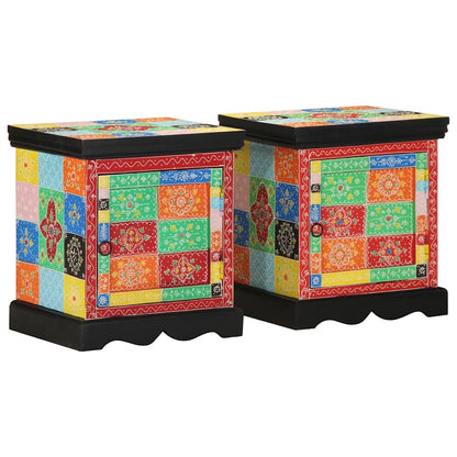 Nachttisch 2 Stk. Mehrfarbig 40x35x45 cm Massivholz Mango