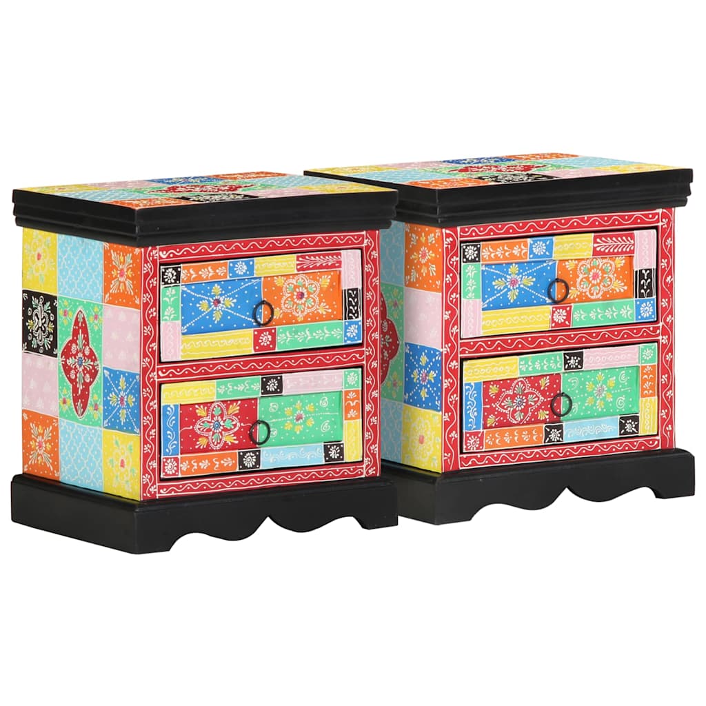 Nachttisch 2 stk. Mehrfarbig 40 x 35 x 45 cm Massivholz Mango