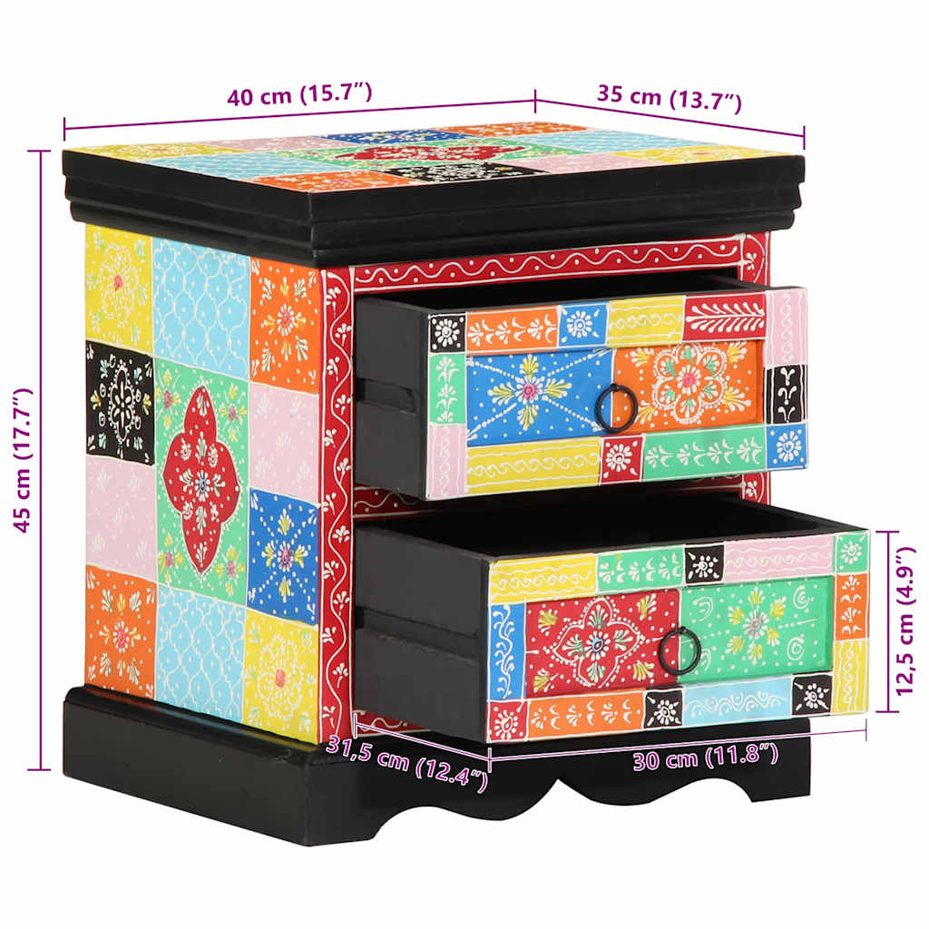 Nachttisch 2 stk. Mehrfarbig 40 x 35 x 45 cm Massivholz Mango