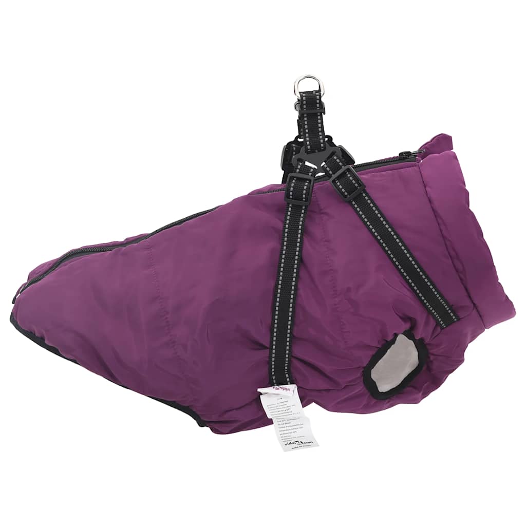 Hundemantel mit Geschirr Wasserdicht Reflektierend Lila L68