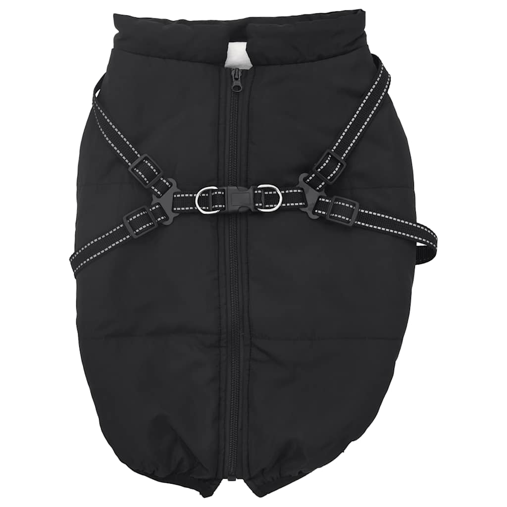 Hundemantel mit Geschirr Wasserdicht Reflektierend Schwarz L52