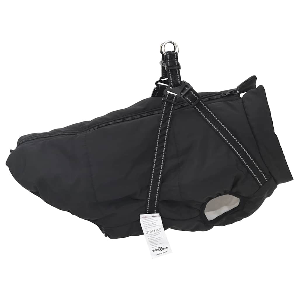 Hundemantel mit Geschirr Wasserdicht Reflektierend Schwarz L52