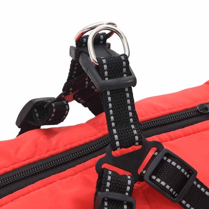 Hundemantel mit Geschirr Wasserdicht Reflektierend Rot L44