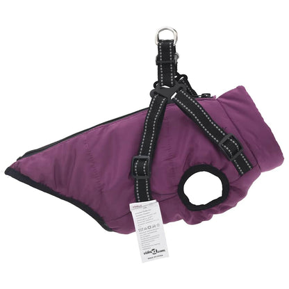 Hundemantel mit Geschirr Wasserdicht Reflektierend Lila L28