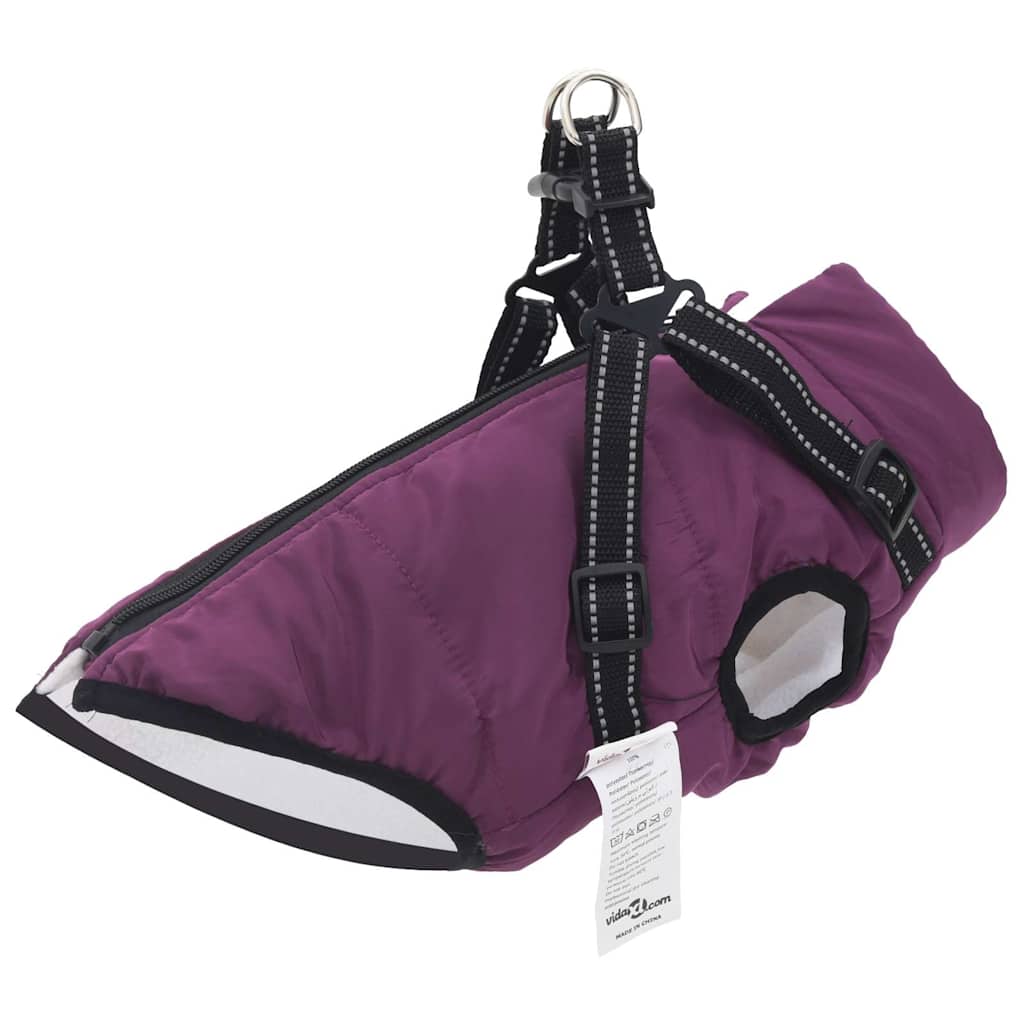 Hundemantel mit Geschirr Wasserdicht Reflektierend Lila L32