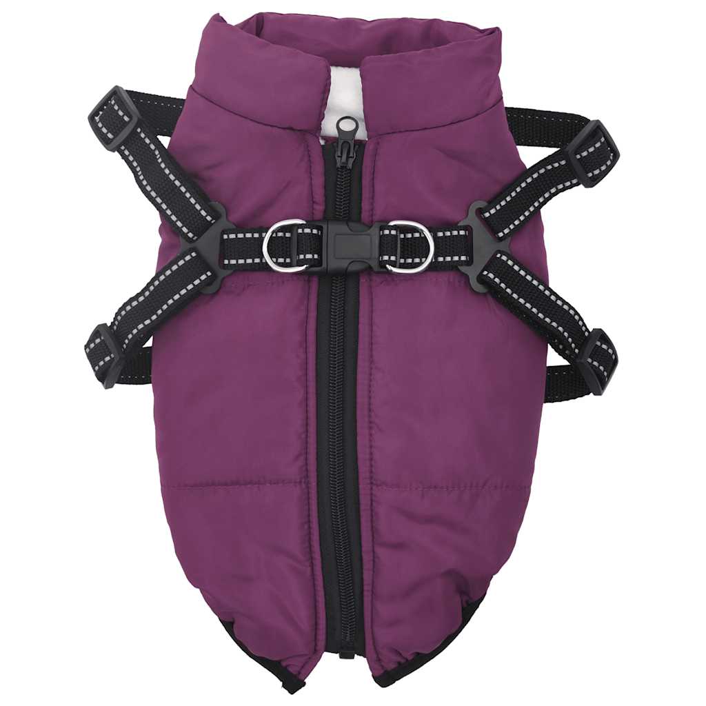 Hundemantel mit Geschirr Wasserdicht Reflektierend Lila L40