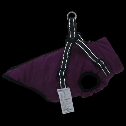 Hundemantel mit Geschirr Wasserdicht Reflektierend Lila L40