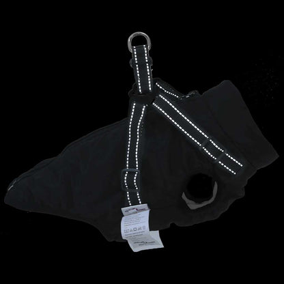 Hundemantel mit Geschirr Wasserdicht Reflektierend Schwarz L32