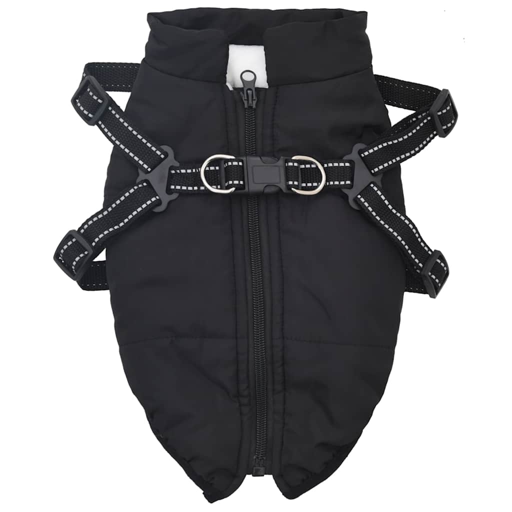 Hundemantel mit Geschirr Wasserdicht Reflektierend Schwarz L36