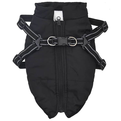 Hundemantel mit Geschirr Wasserdicht Reflektierend Schwarz L40