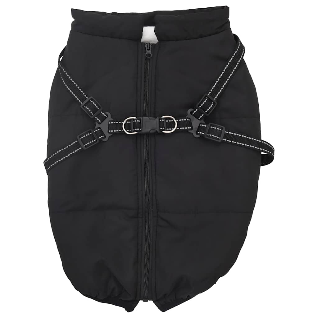 Hundemantel mit Geschirr Wasserdicht Reflektierend Schwarz L44