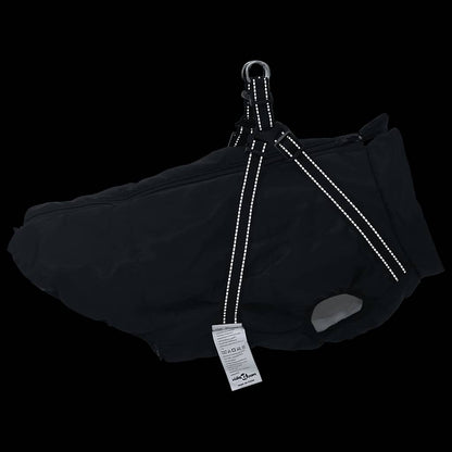 Hundemantel mit Geschirr Wasserdicht Reflektierend Schwarz L44