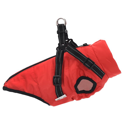 Hundemantel mit Geschirr Wasserdicht Reflektierend Rot L28