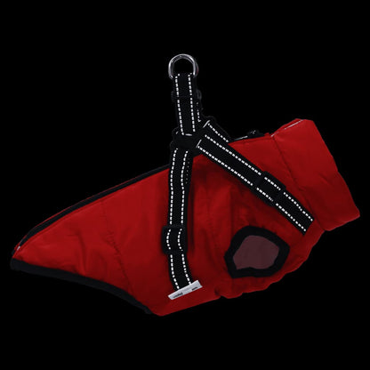 Hundemantel mit Geschirr Wasserdicht Reflektierend Rot L36