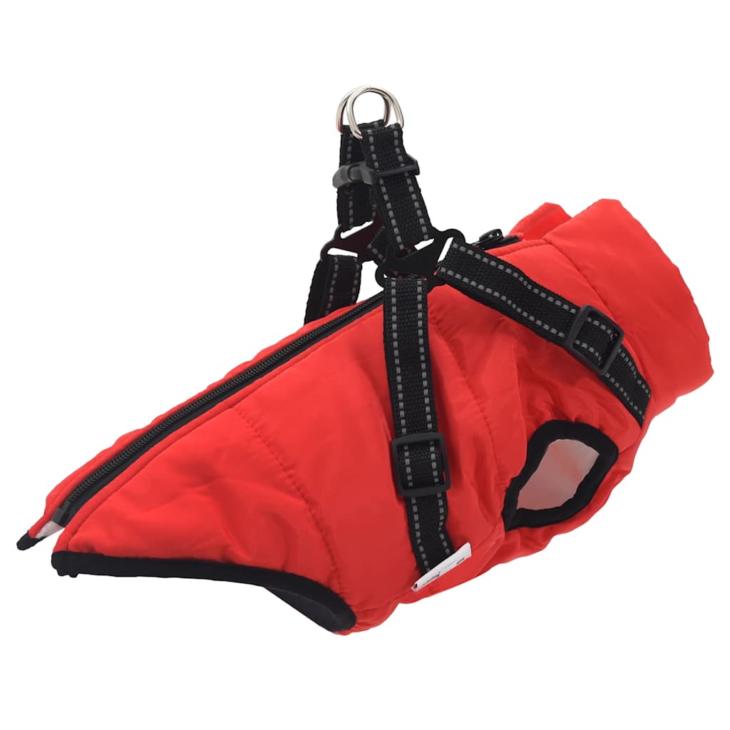 Hundemantel mit Geschirr Wasserdicht Reflektierend Rot L40
