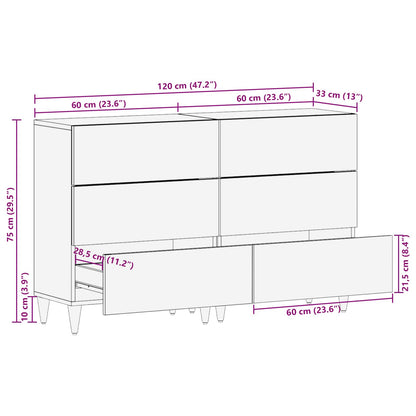 Stauraumschränke 2 stk. 120 x 33 x 75 cm Massivholz Mango