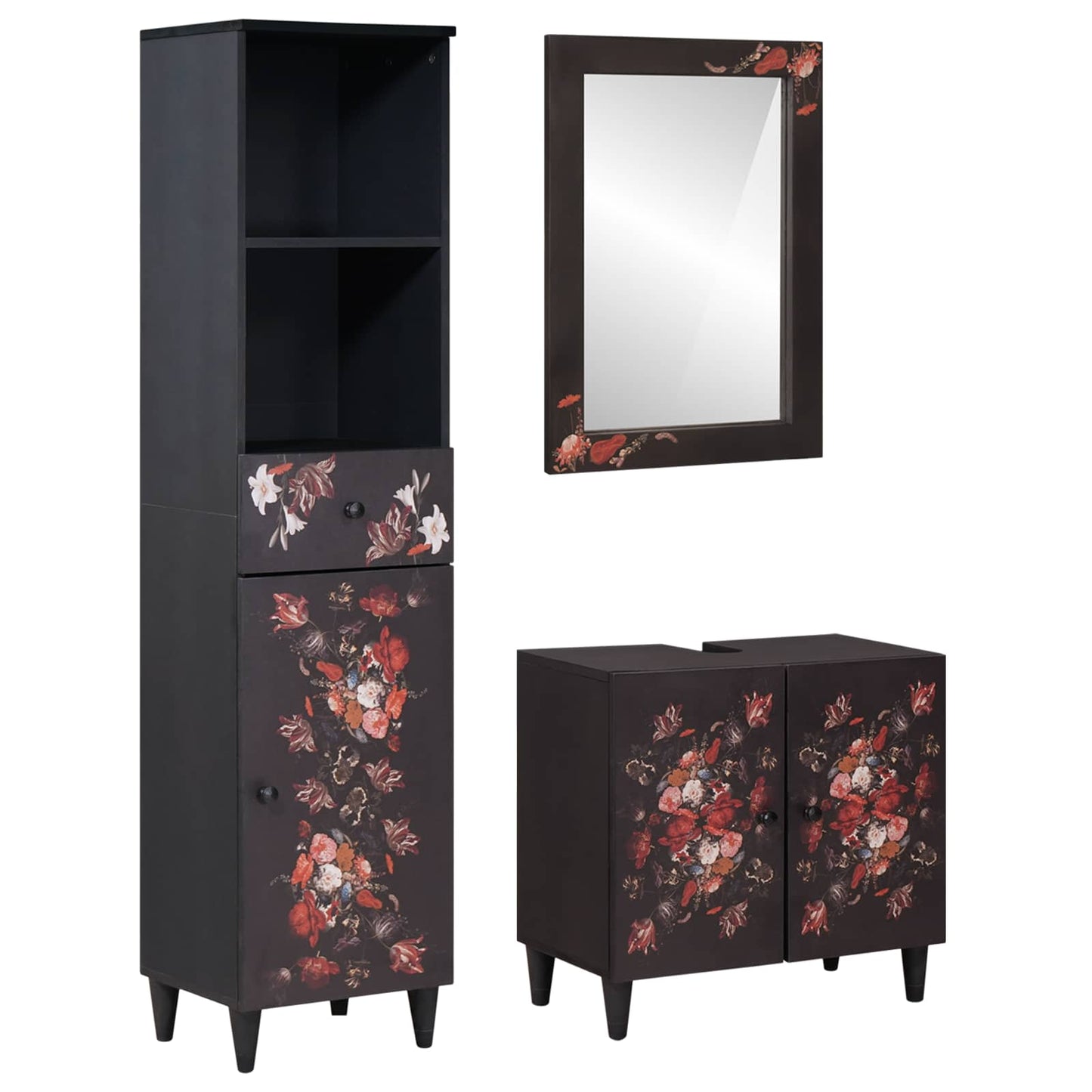 Badezimmerschrank-Set 3 stk. 62 x 33 x 58 cm Massivholz Mango