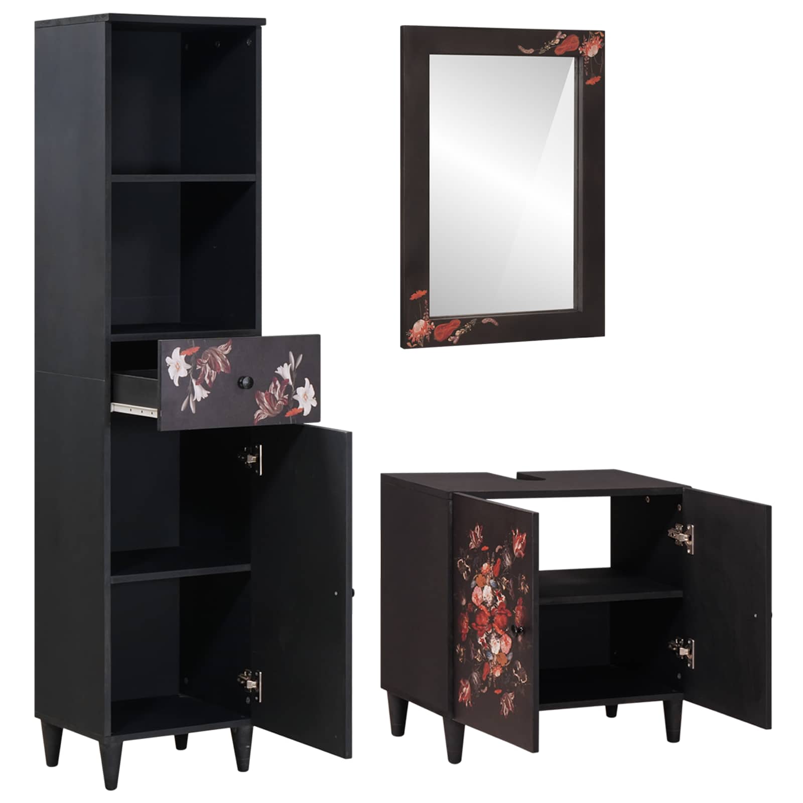 Badezimmerschrank-Set 3 stk. 62 x 33 x 58 cm Massivholz Mango