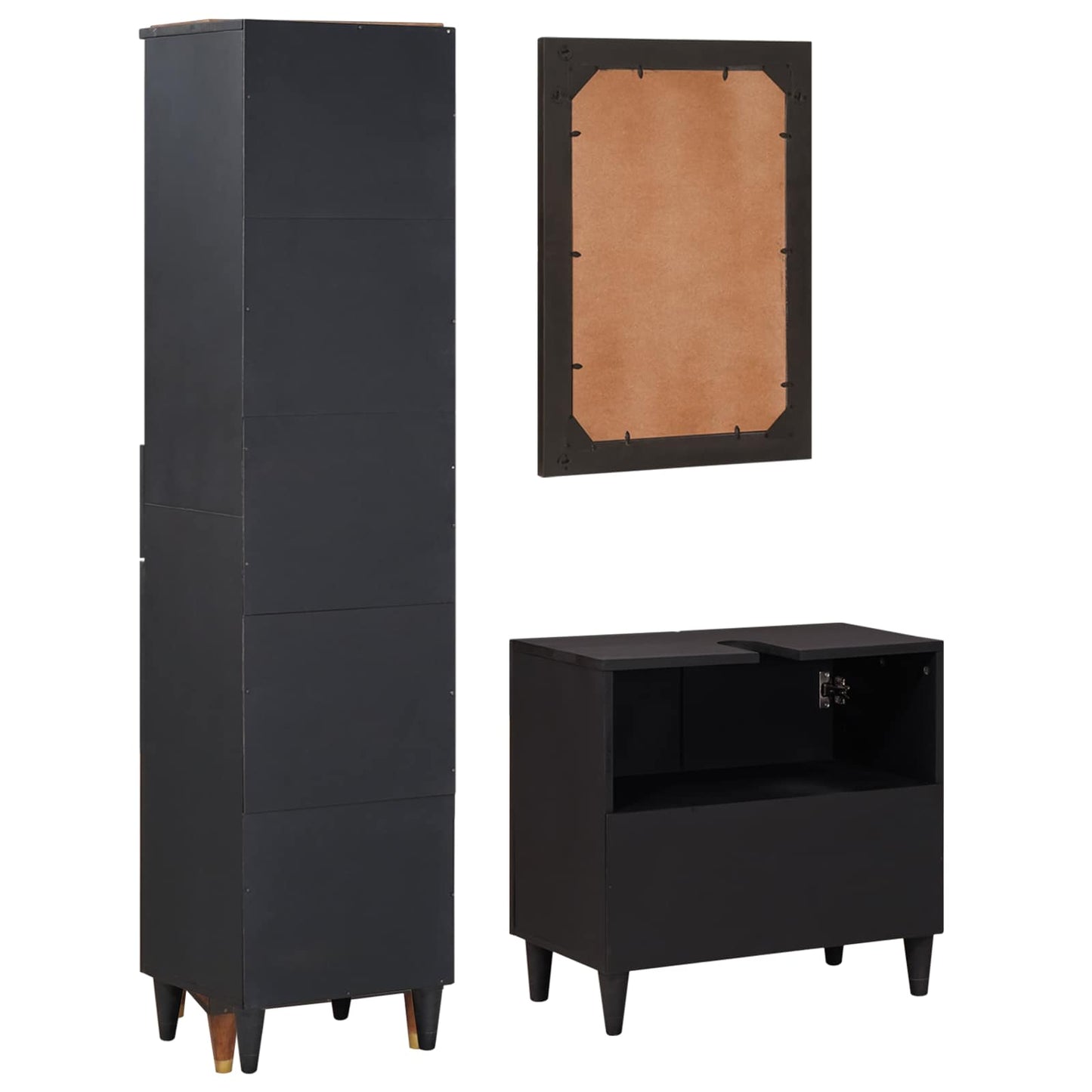 Badezimmerschrank-Set 3 stk. 62 x 33 x 58 cm Massivholz Mango
