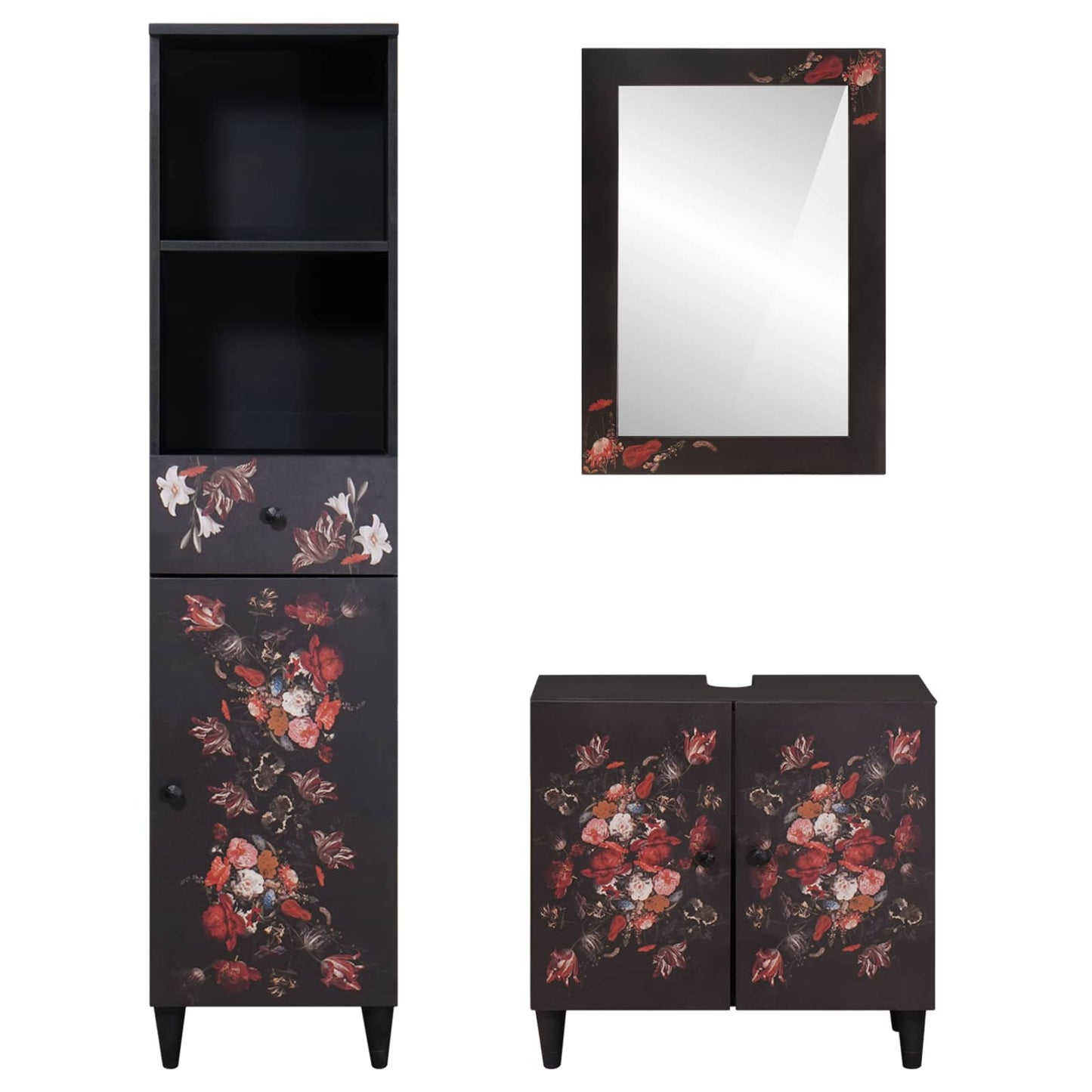 Badezimmerschrank-Set 3 stk. 62 x 33 x 58 cm Massivholz Mango