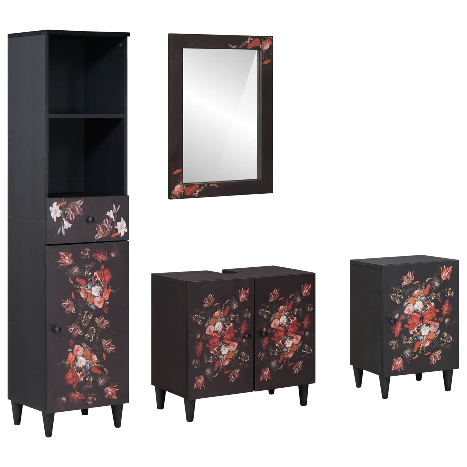 Badezimmerschrank-Set 4 stk. 62 x 33 x 58 cm Massivholz Mango