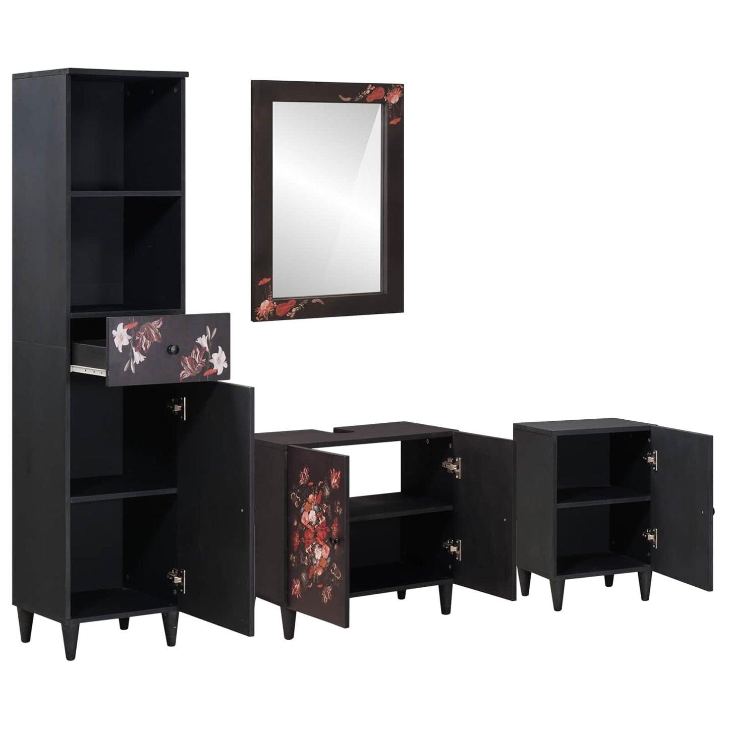 Badezimmerschrank-Set 4 stk. 62 x 33 x 58 cm Massivholz Mango