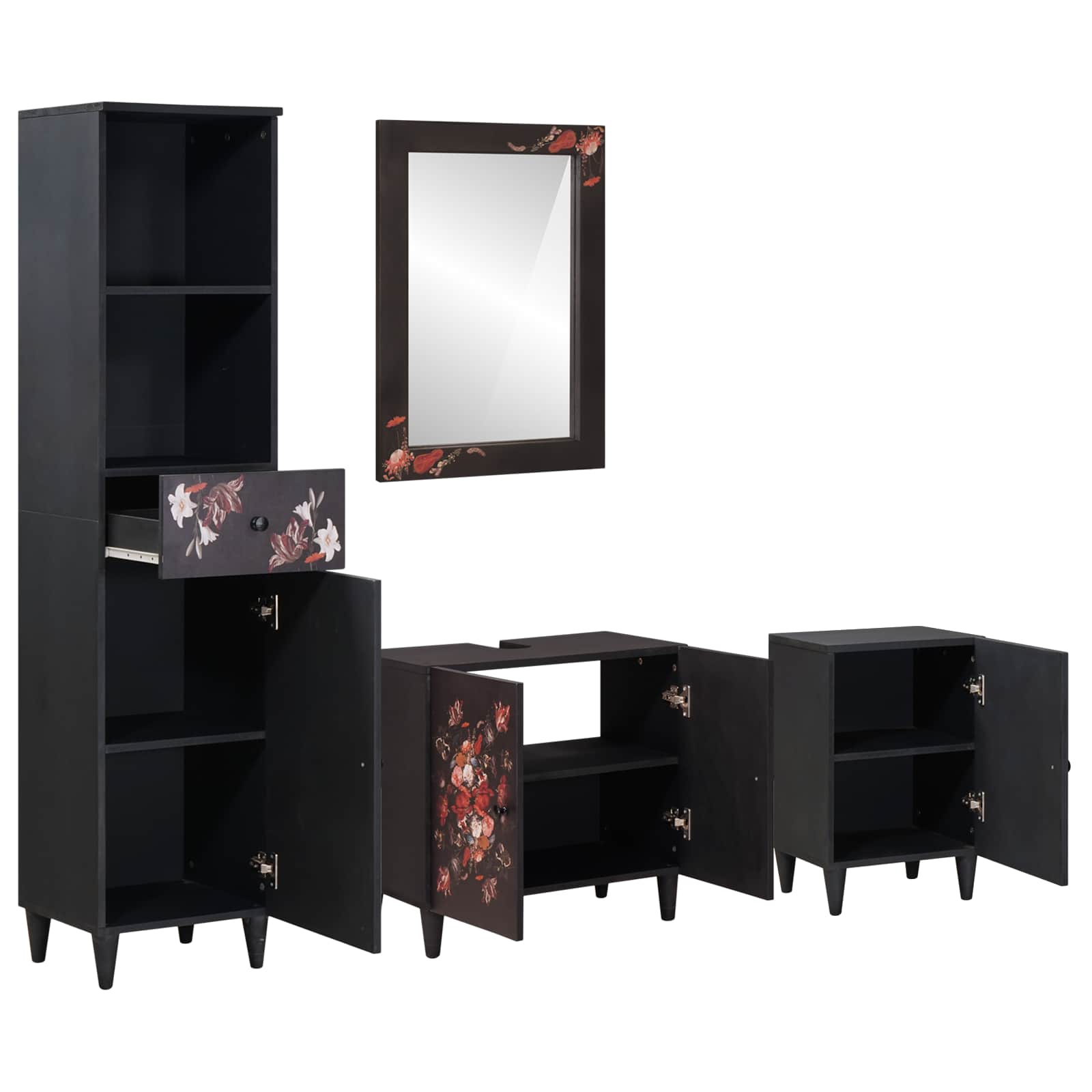 Badezimmerschrank-Set 4 stk. 62 x 33 x 58 cm Massivholz Mango