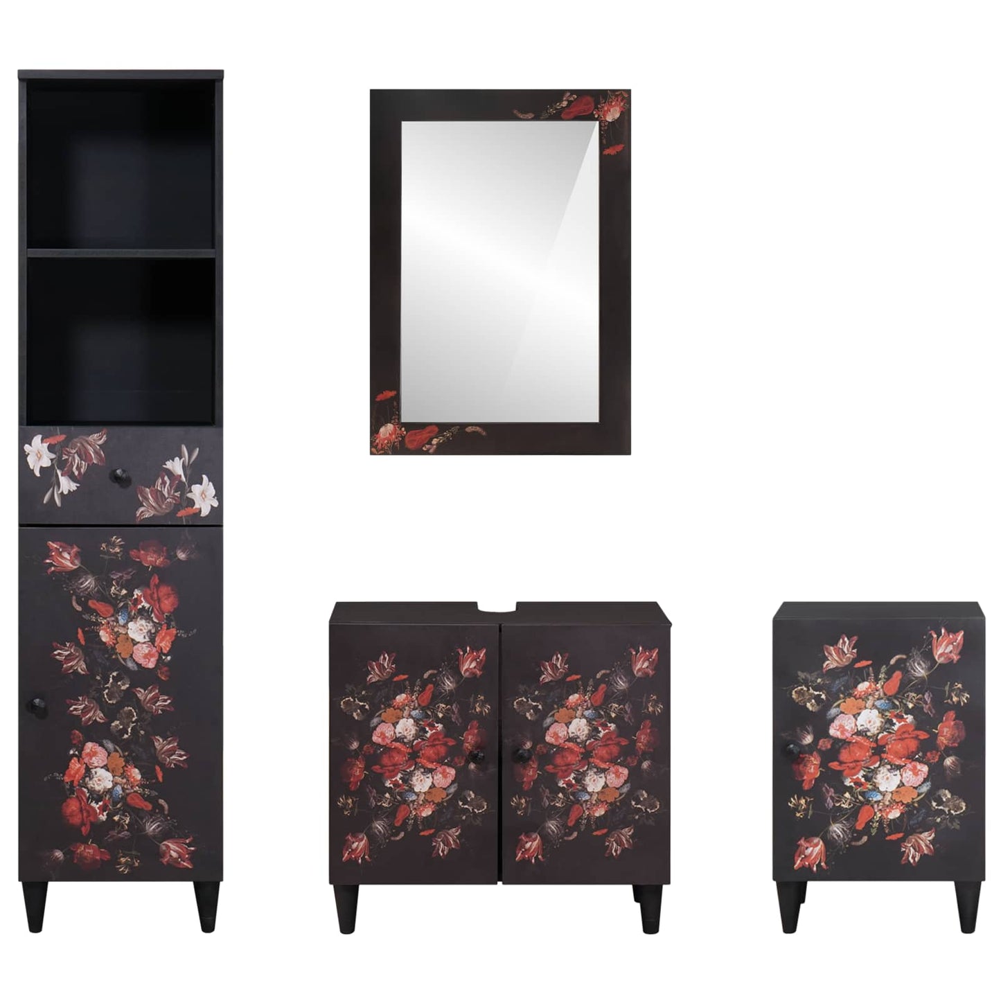 Badezimmerschrank-Set 4 stk. 62 x 33 x 58 cm Massivholz Mango