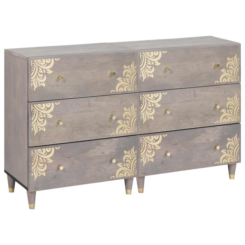 Sideboard mit Regal 2 pcs Grau 60 x 33 x 75 cm Massivholz Mango
