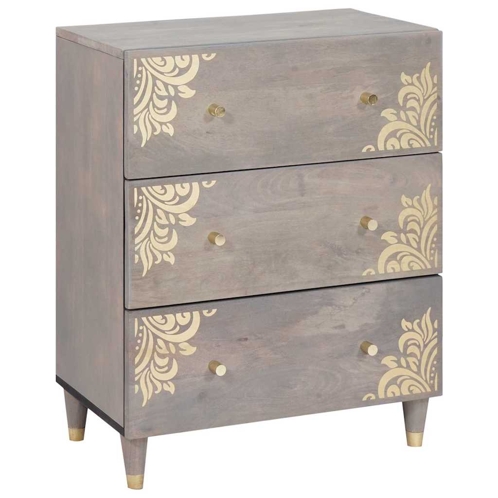 Sideboard mit Regal 2 pcs Grau 60 x 33 x 75 cm Massivholz Mango