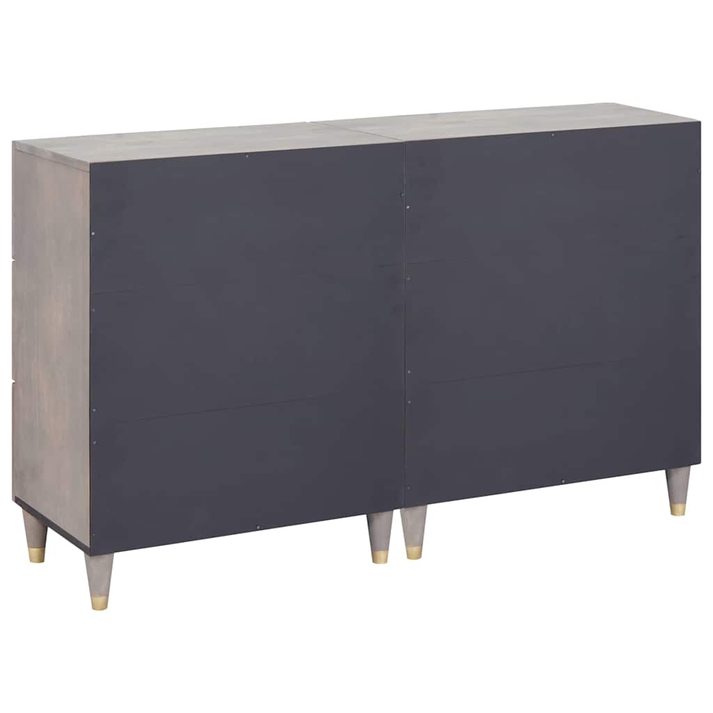 Sideboard mit Regal 2 pcs Grau 60 x 33 x 75 cm Massivholz Mango