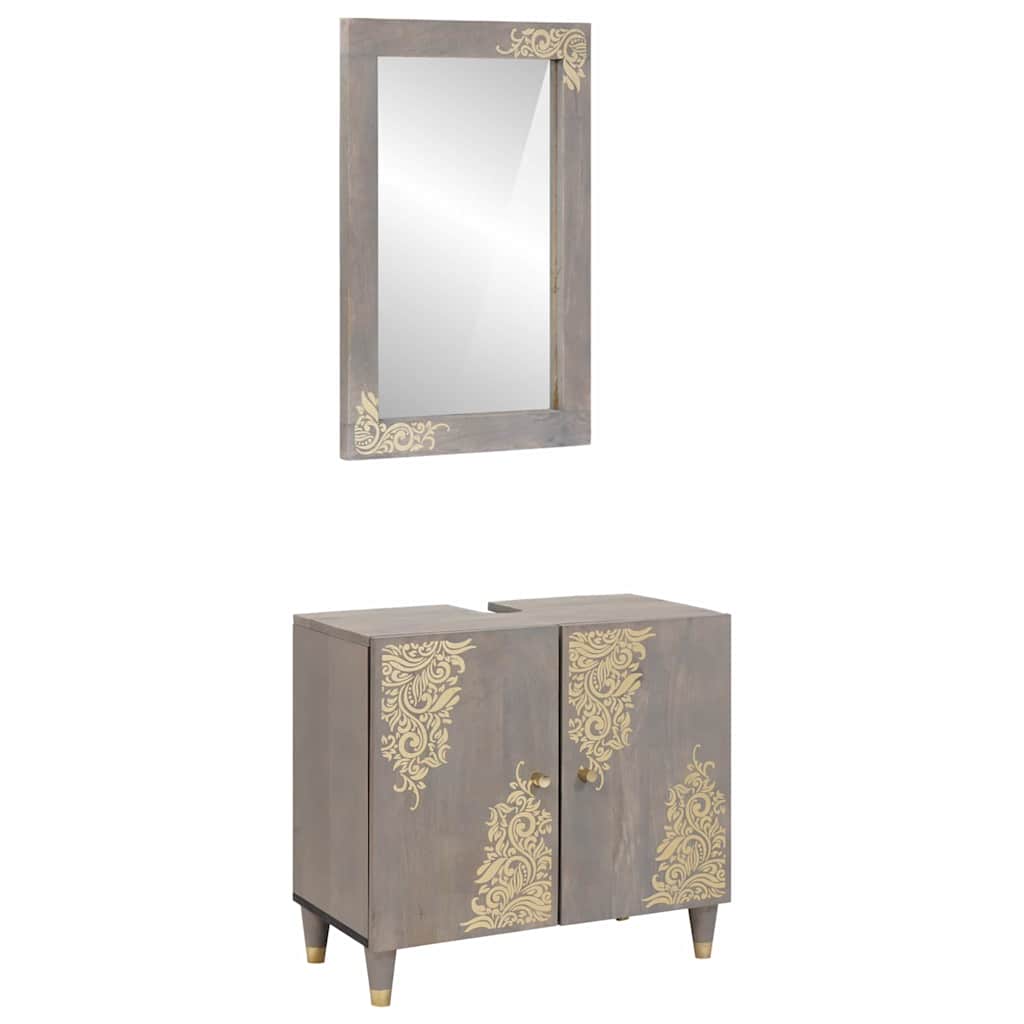Badezimmerschrank-Set 2 stk. Grau 62 x 33 x 58 cm