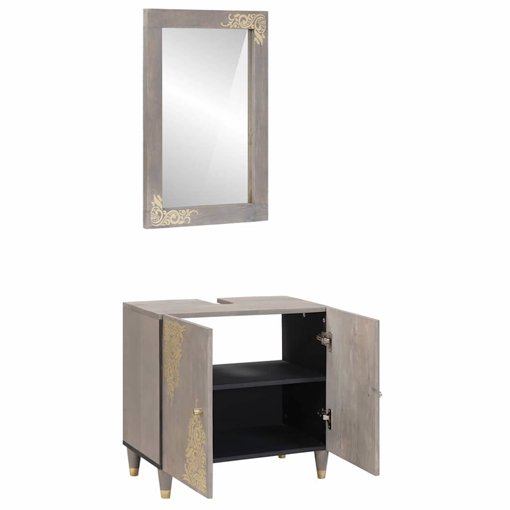 Badezimmerschrank-Set 2 stk. Grau 62 x 33 x 58 cm