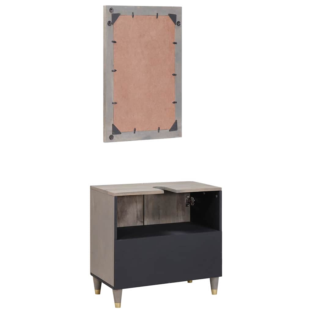 Badezimmerschrank-Set 2 stk. Grau 62 x 33 x 58 cm