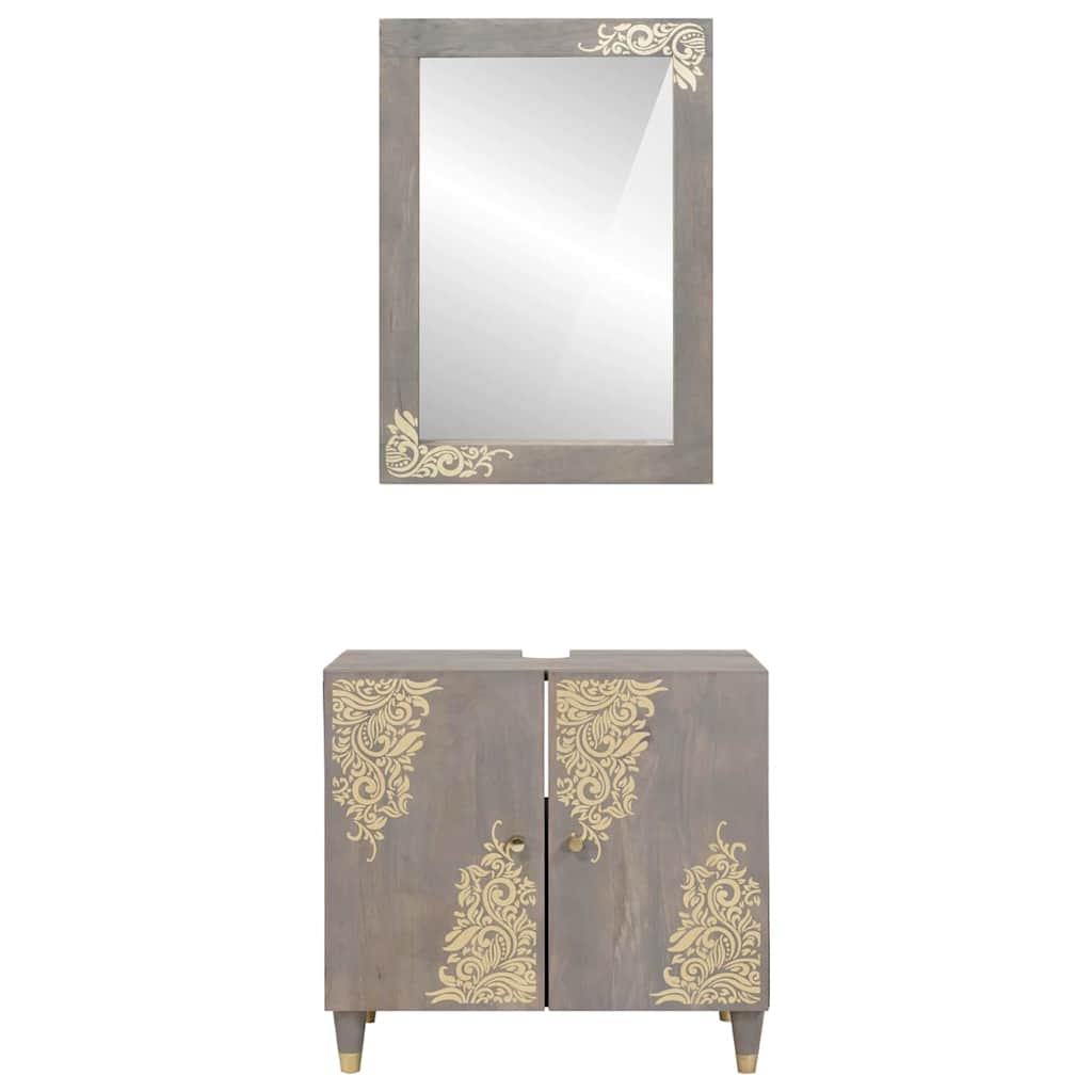 Badezimmerschrank-Set 2 stk. Grau 62 x 33 x 58 cm