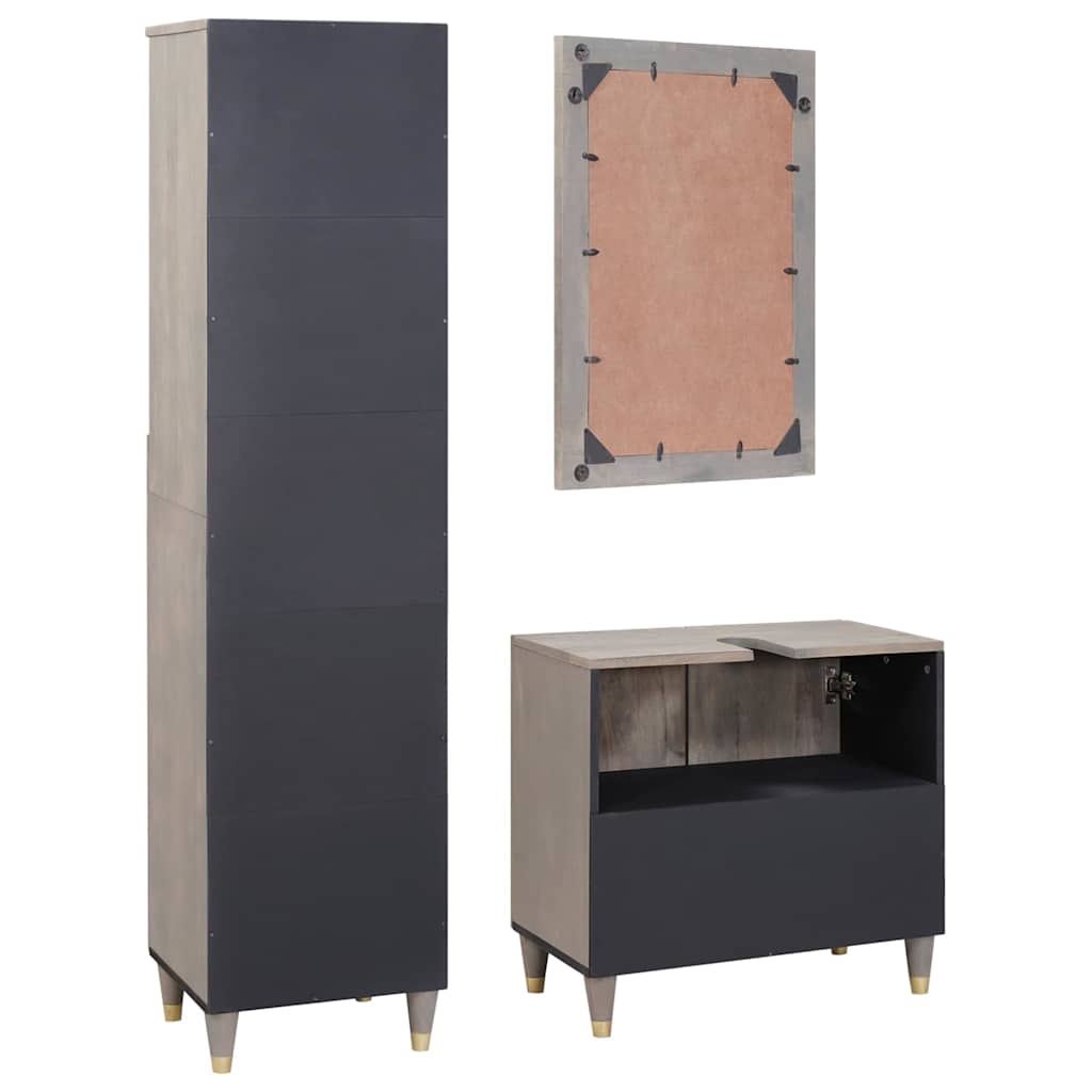 Badezimmerschrank-Set 3 stk. Grau 62 x 33 x 58 cm