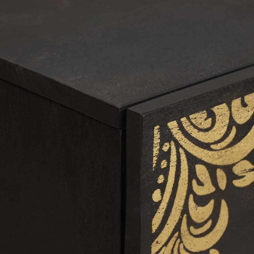 Sideboard 2 Stk. 60 x 33 x 75 cm Massivholz Mango Schwarz