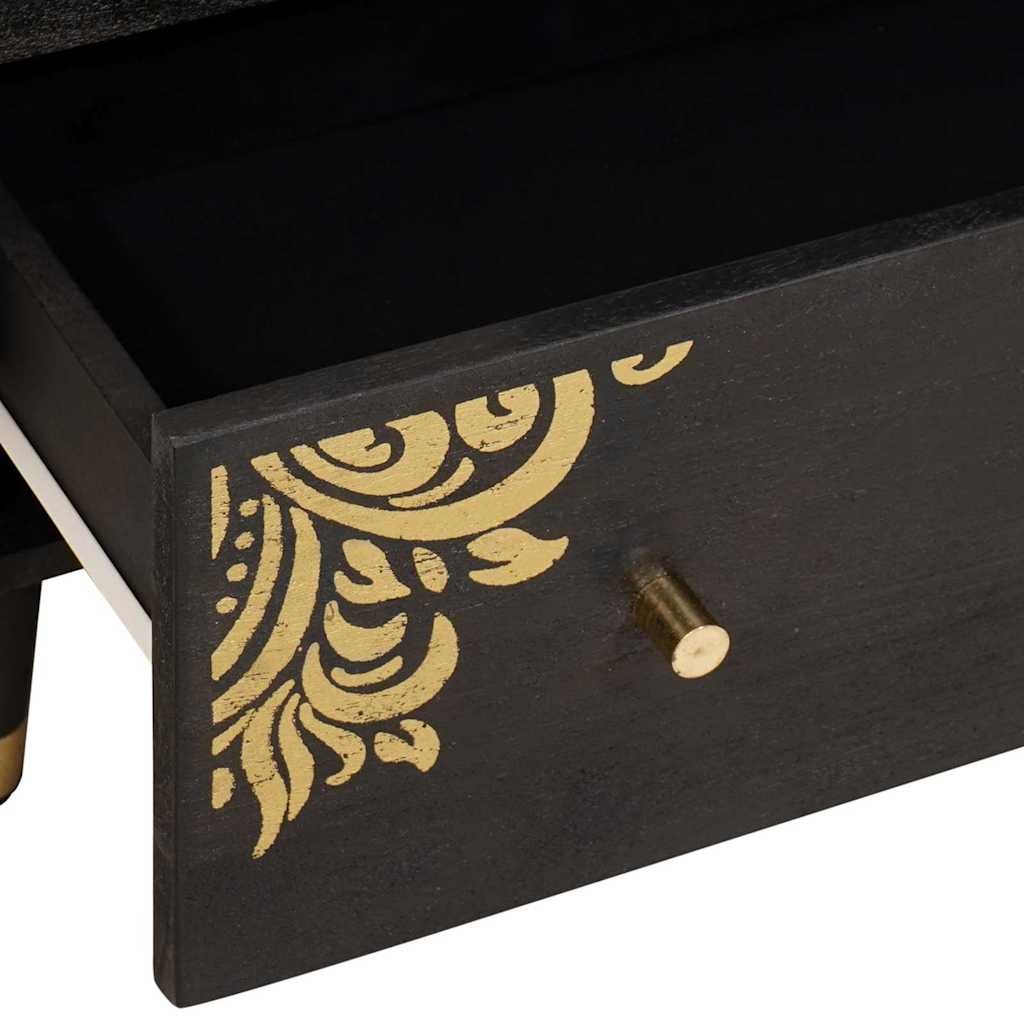 Sideboard 2 Stk. 60 x 33 x 75 cm Massivholz Mango Schwarz