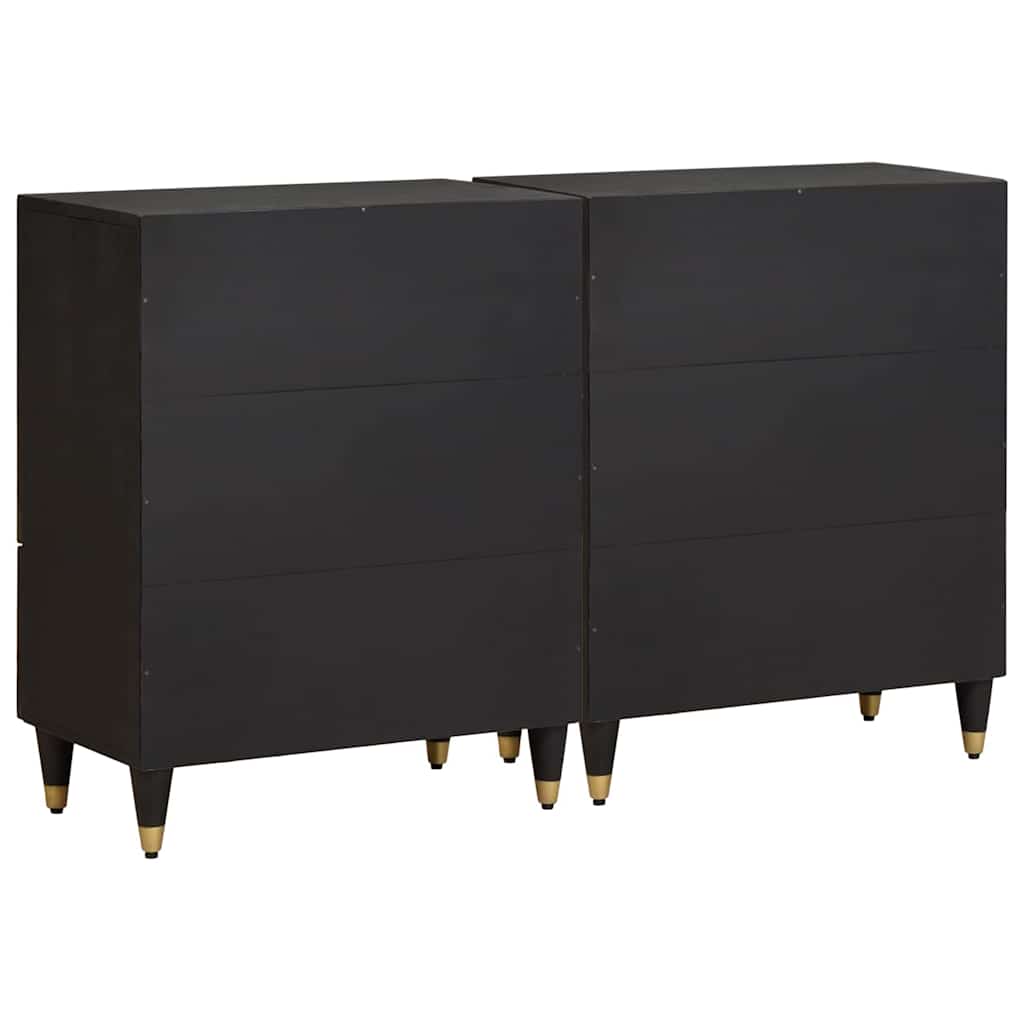 Sideboard 2 Stk. 60 x 33 x 75 cm Massivholz Mango Schwarz