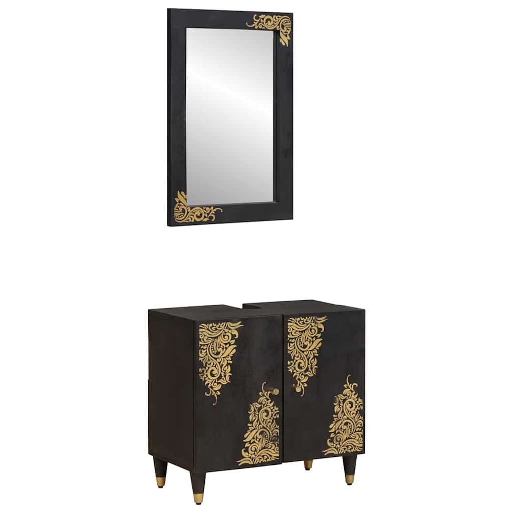 Badezimmerschrank-Set 2 stk. Schwarz 62 x 33 x 58 cm