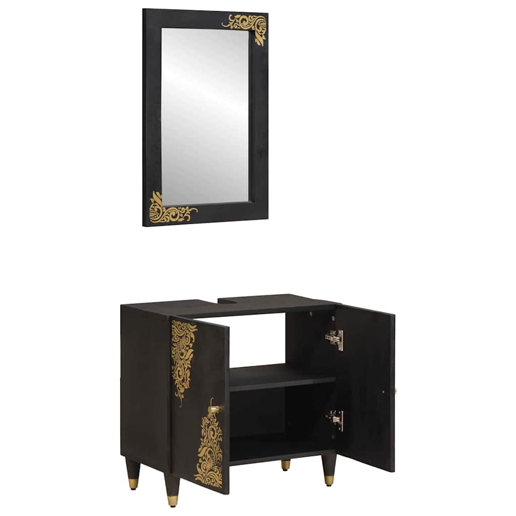 Badezimmerschrank-Set 2 stk. Schwarz 62 x 33 x 58 cm