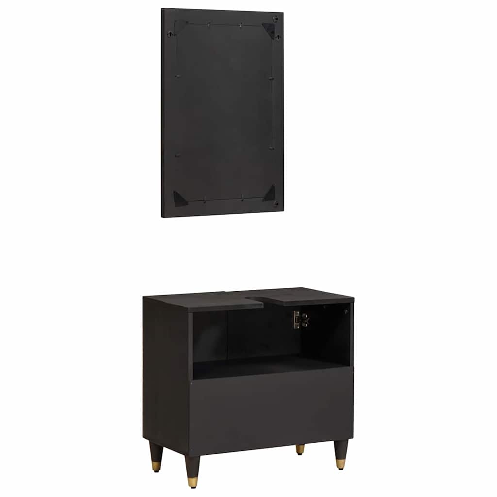 Badezimmerschrank-Set 2 stk. Schwarz 62 x 33 x 58 cm
